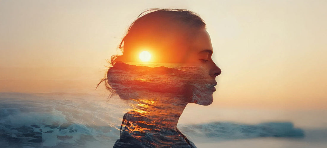 woman thinking at beach