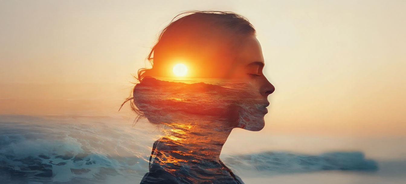 woman thinking at beach